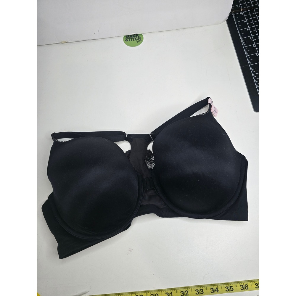 Victoria's Secret Perfect Shape Bra Womens 38DD Front Close Lace Racerback Black